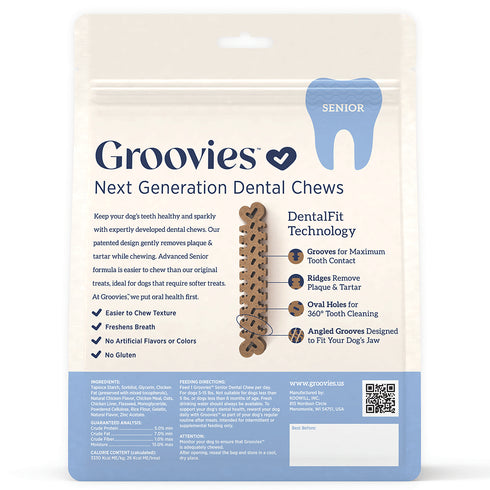 Groovies Senior Dog Dental Chews 12oz Small 43ct